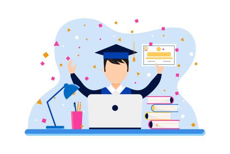 Certification avec diplômé et ordinateur portable
