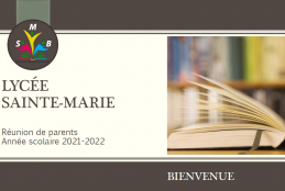 diapositive d'accueil de la réunion de parents du lycée Sainte-Marie