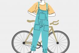 dessin garçon devant un vélo