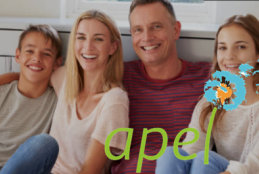 photo d'une famille + logo de l'APEL
