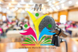Logo SMB sur fond de photo floutée de réunion 