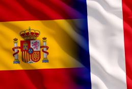 photo drapeau espagnol et drapeau français